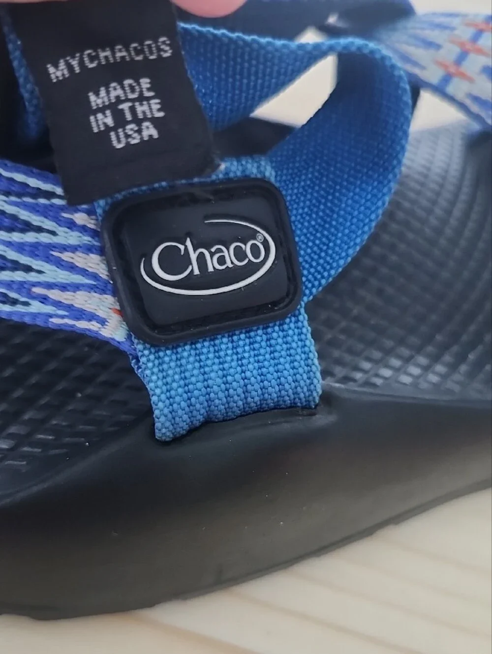 Chaco Blue Strappy Sandal with Black Footbed Women's 8